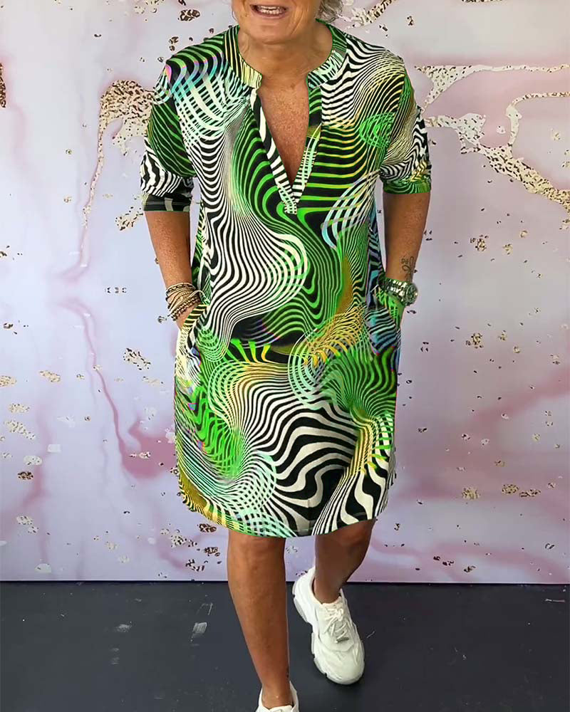 Colorful V-neck Dress