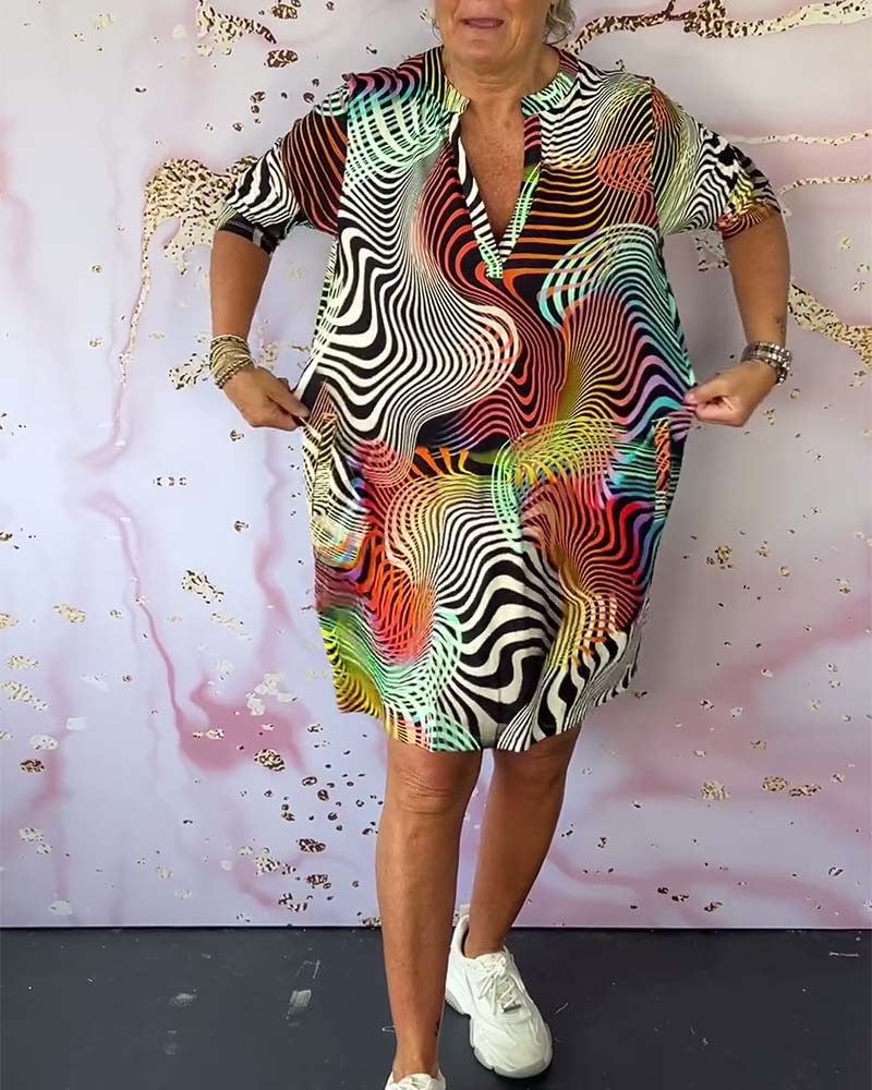Colorful V-neck Dress