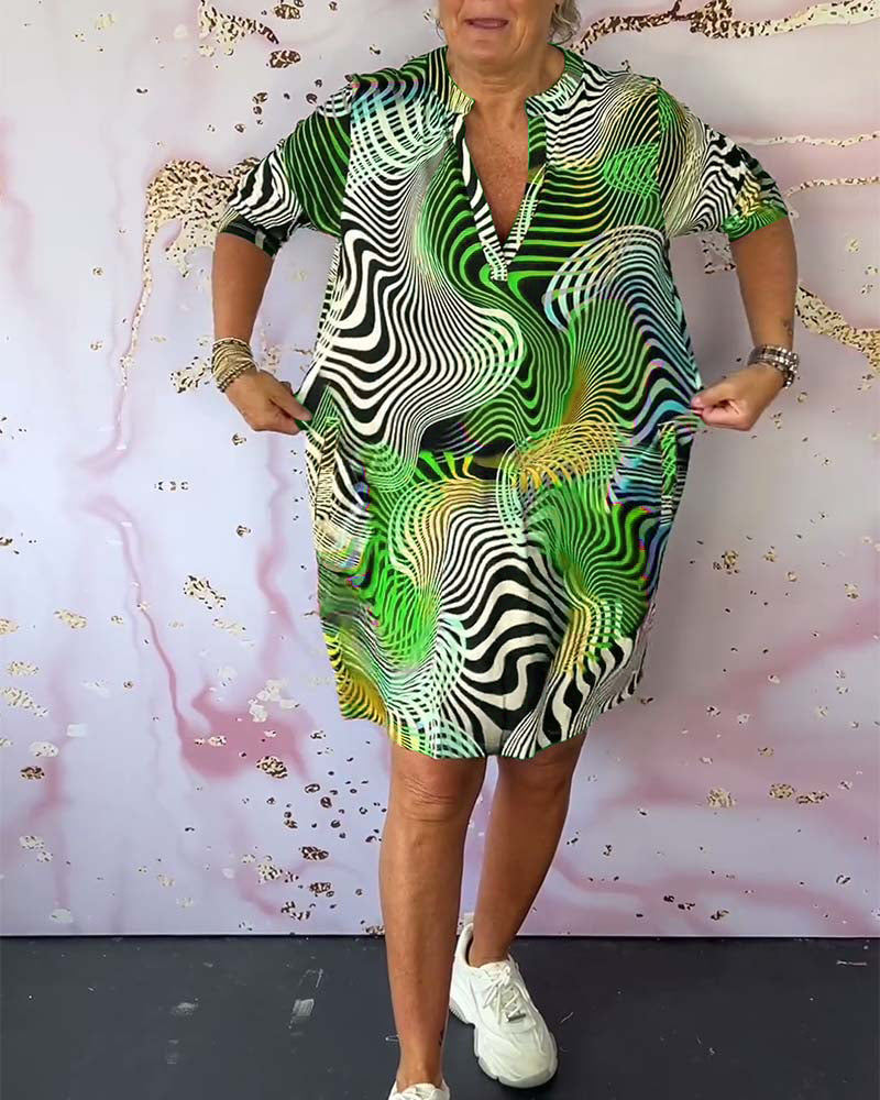 Colorful V-neck Dress
