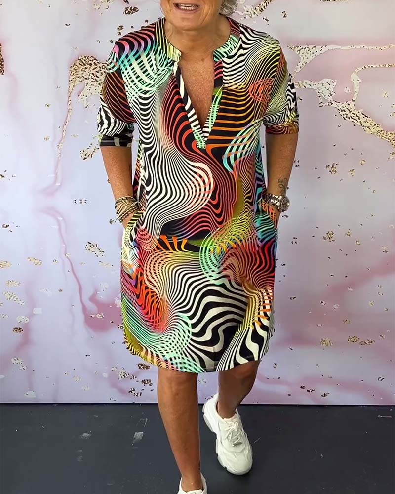 Colorful V-neck Dress