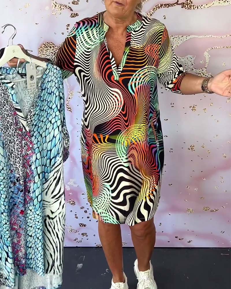 Colorful V-neck Dress